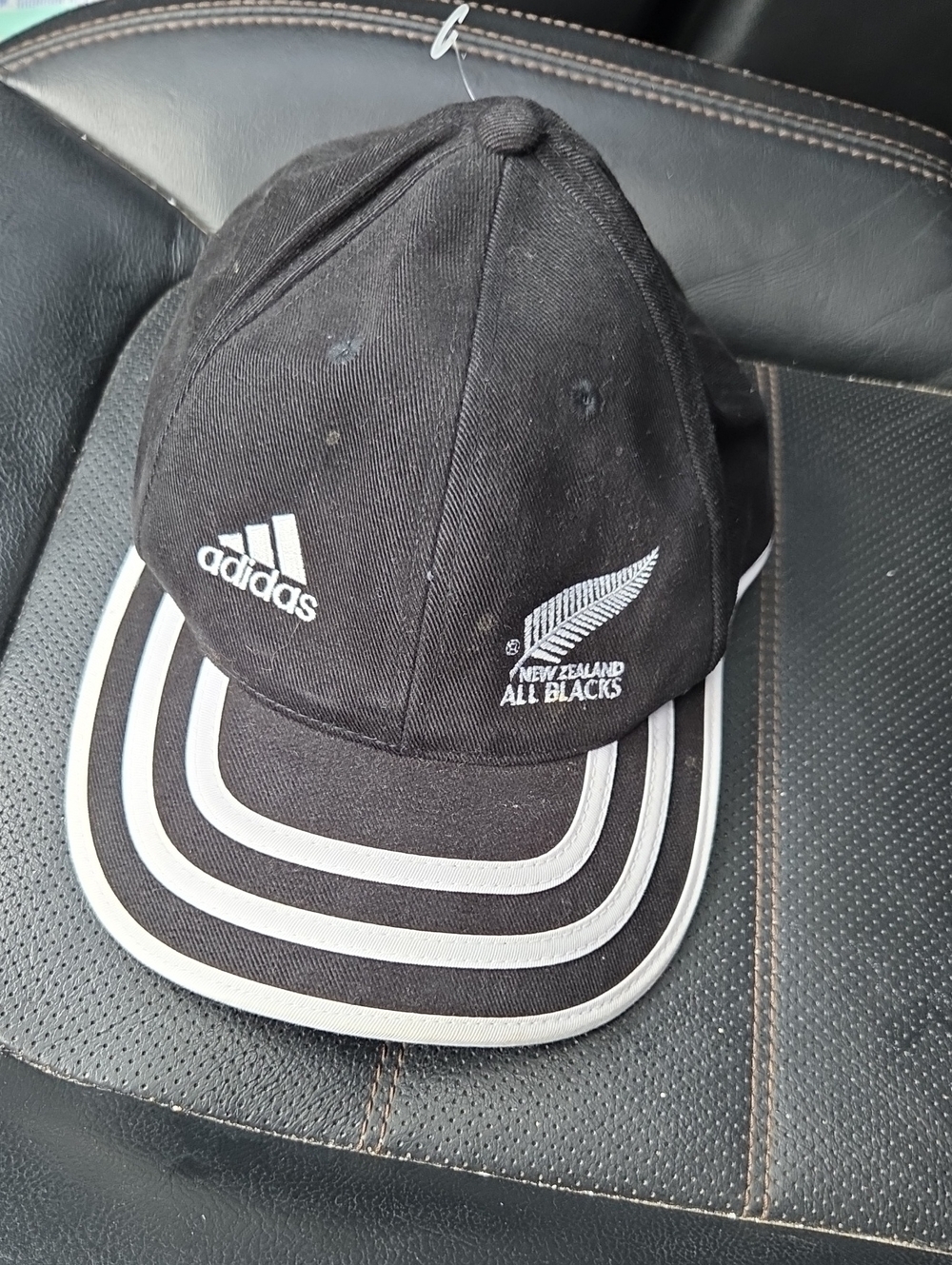 Licenced Adidas Black Cap with White Logos and Trim